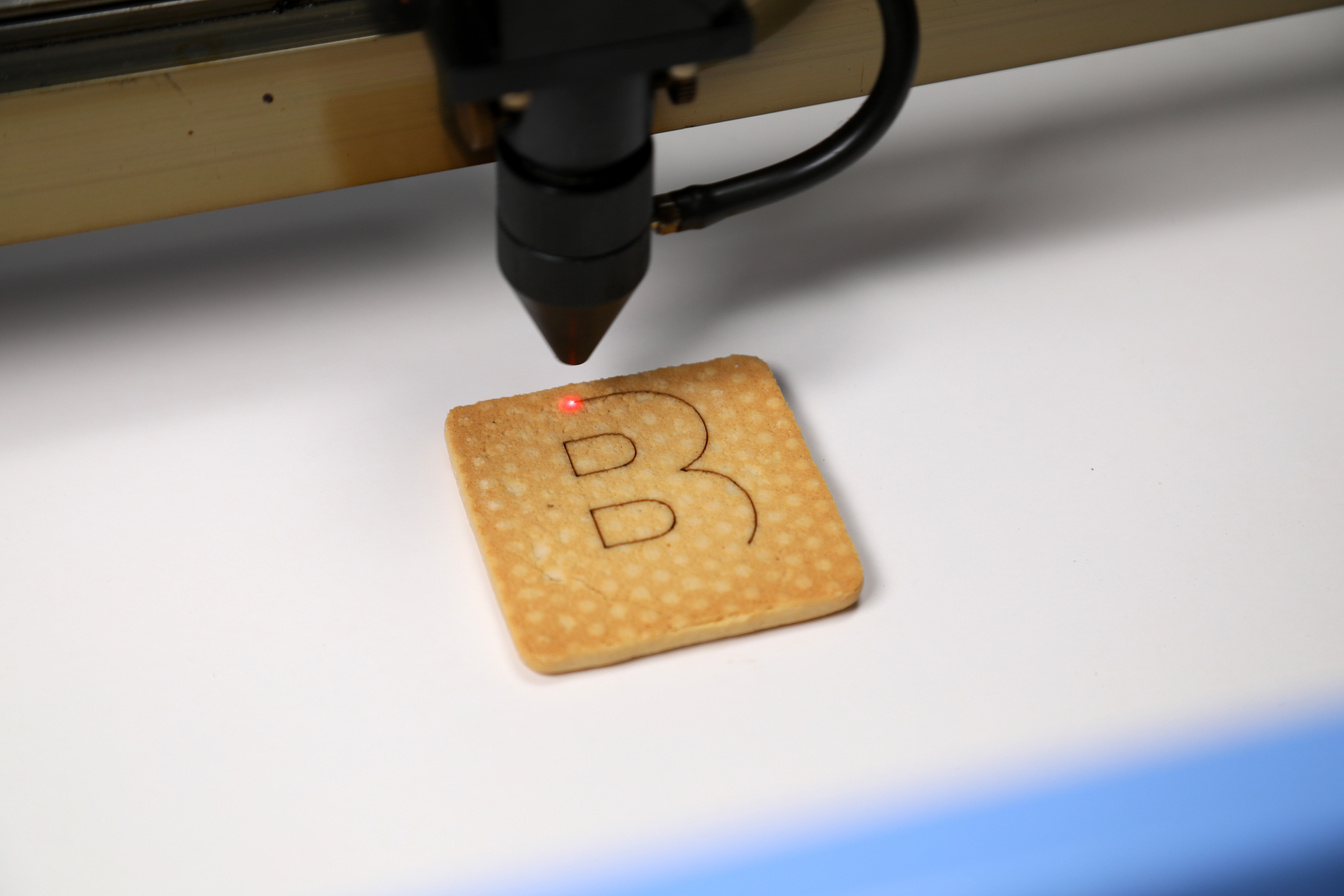Industrial laser engraving letter B